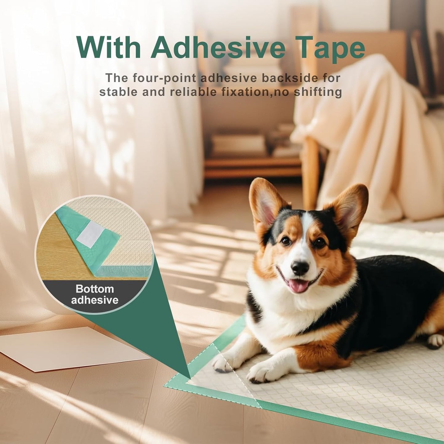 Gardner Pet Puppy Pee Pads Large 18"x24", 10 Count, Dog Pee Pads with Adhesive Sticky Tape, Max Absorbency, Leak Prevention Disposable Training Bed Pad for Doggie, Cats, Rabbits, Crate/Cage