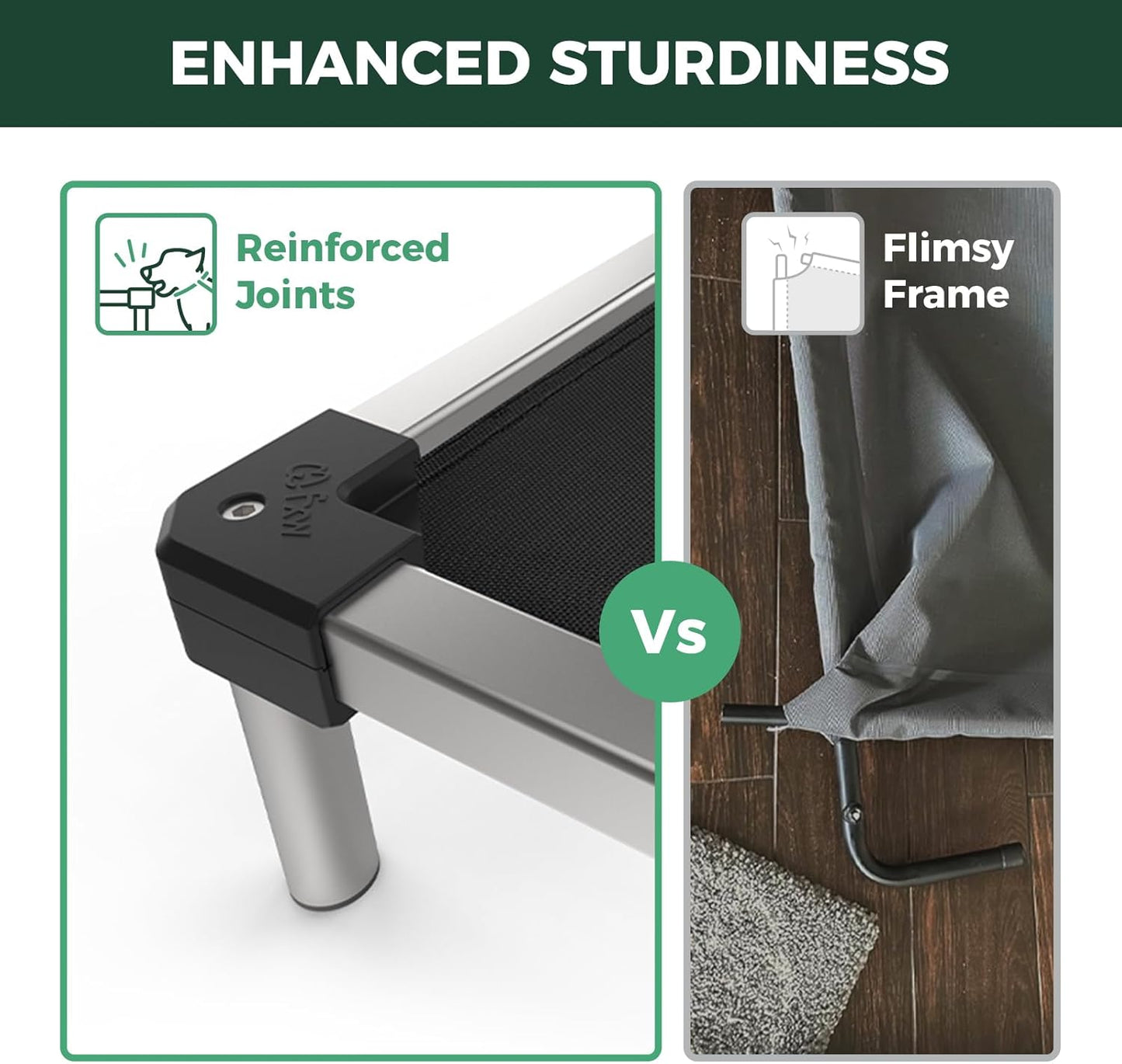 FXW TitanNest Chew-Proof Elevated Dog Bed, Raised Cot for Indoor/Outdoor/Camping Use, Durable & Waterproof Cooling Pet Bed for Extra-Small Dogs, 30.0" L x 22.0" W x 4.5" H, Black