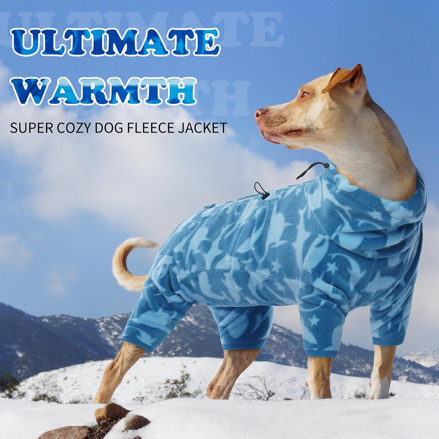 ROZKITCH Dog Thermals Winter Coat Soft Fleece Pullover Pajamas, Pet Windproof Warm Cold Weather Jacket Vest with Luminous Zipper, Jumpsuit Apparel Outfit Clothes for Small Dog Shark 2XS