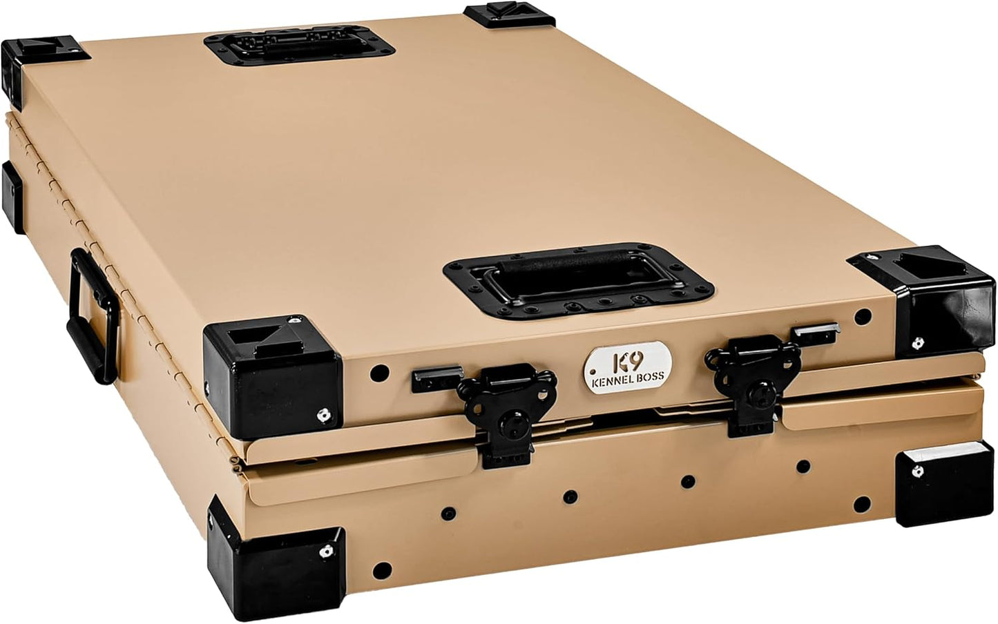 Heavy Duty Fully Collapsible Powder-Coated Aluminum Dog Crate - Small (Tan)