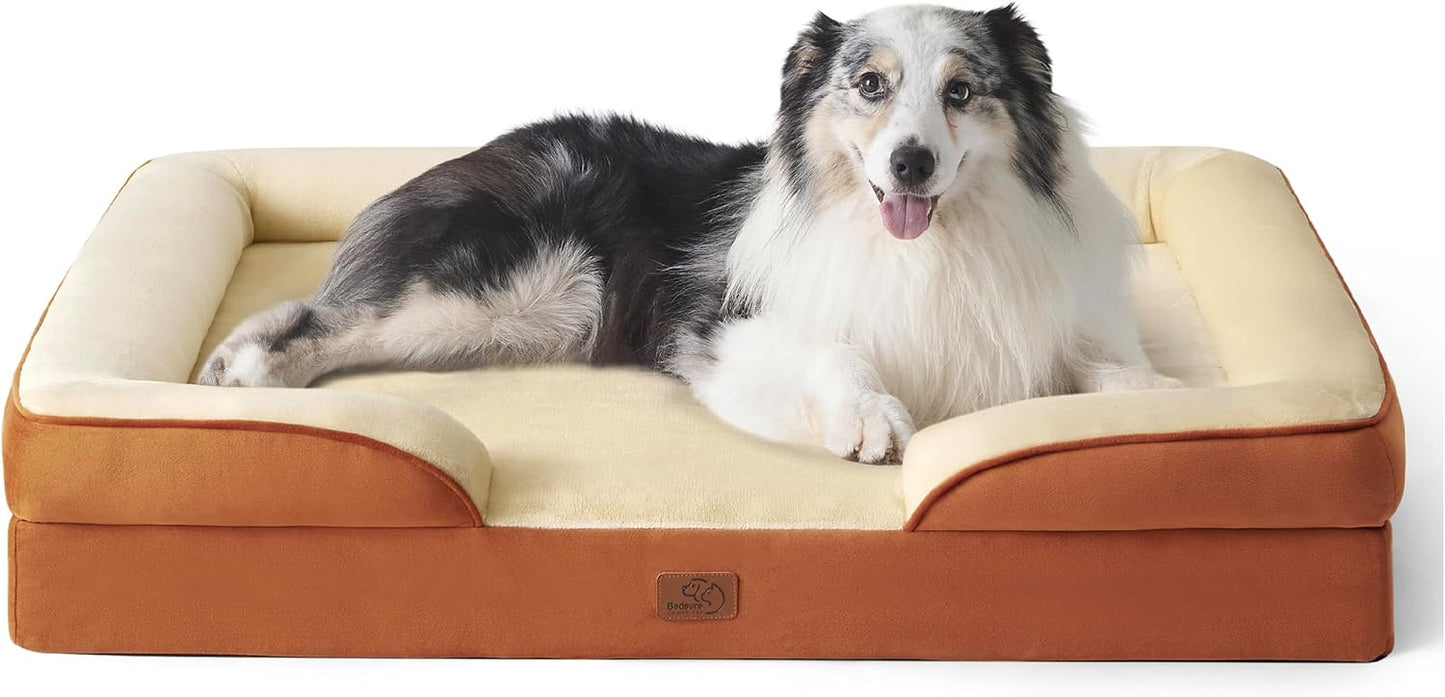 Bedsure XL Plus Orthopedic Dog Bed for Extra Large Dogs - Washable XLarge Dog Cat Bed Waterproof, Comfort Dogs Couch Sofa with Washable Removable Cover, Pet Bed with Nonskid Bottom, Ember Clay, 48"