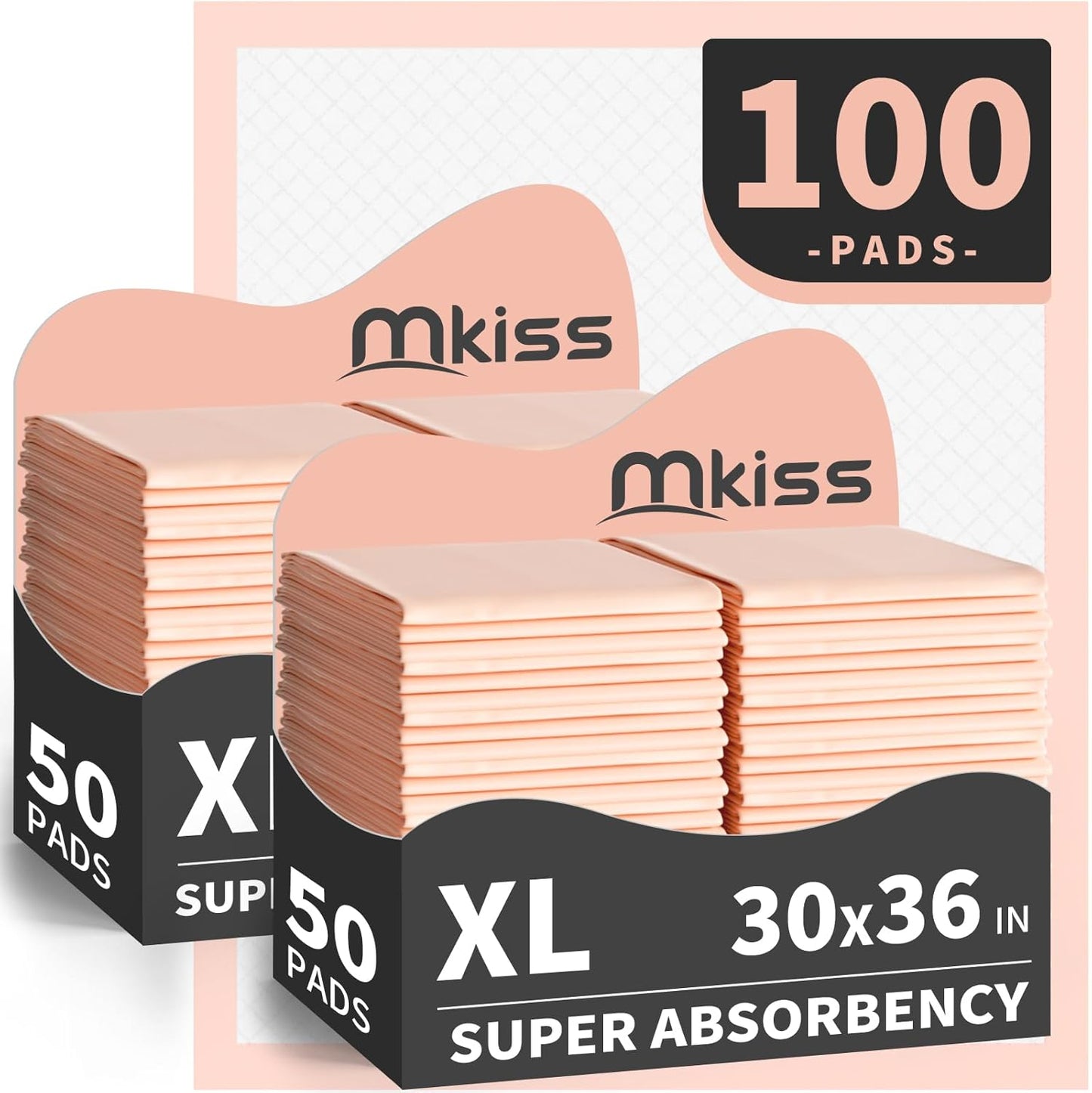 MKISS Bed Pads Disposable [100 Count] Adult Incontinence Underpads 30" x 36" Heavy Duty Absorbent Pee Pad, XL Chucks Leakproof, Extra Large Puppy Training Pad, Waterproof Baby Changing Pad