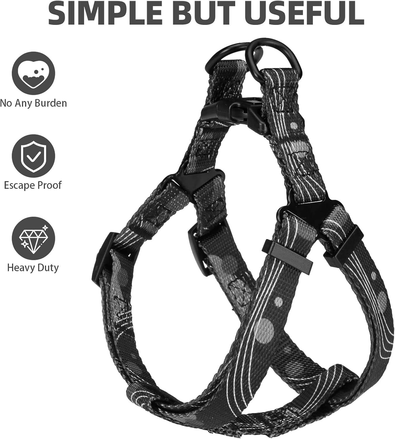 PUPTECK No Pull Dog Harness Soft Adjustable Basic Nylon Step in Puppy Vest Outdoor Walking with Leash