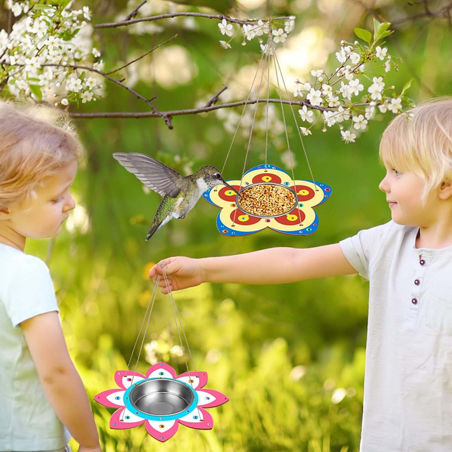 Fennoral 4 Pack Bird Feeder Kits for Kids Make Your Own Bird Feeders Wooden Arts and Crafts for Kids Ornaments DIY to Paint Bird Feeders Craft for Spring Winter Garden Outdoor Activities Project