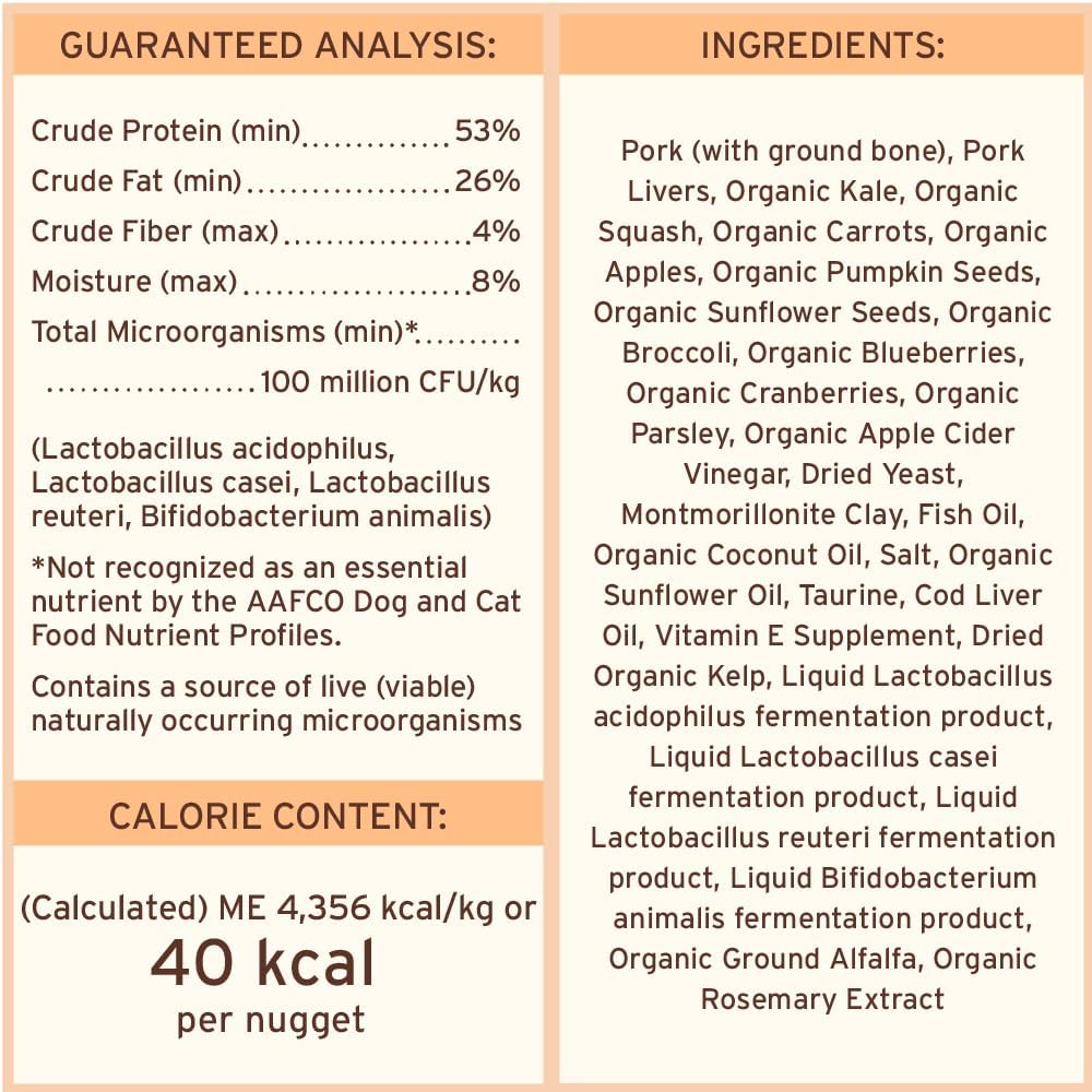 Primal Freeze Dried Raw Cat Food Nuggets Pork, Complete & Balanced Meal or Topper, Premium, Healthy, Grain Free, High Protein Raw Cat Food with Probiotics (14 oz)