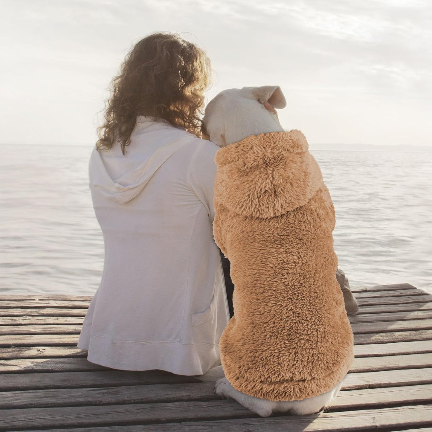 Fuzzy Dog Sweaters for Large Dogs Dog Hoodie Soft Double-Sided Plush Pet Sweater Fleece Pet Clothes Coats Hoodie Sherpa Hooded Sweatshirt(Coffee-XL)