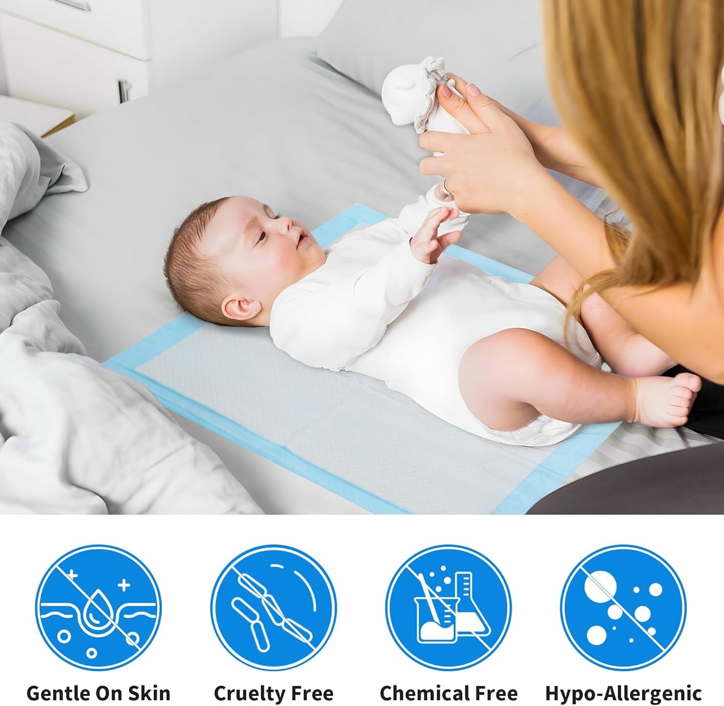 FRONTLINE Disposable Pee Pads 22'' X 22'' Ultra Absorbing Premium Heavy Duty Leakproof Underpads Puppy Essentials Pet Potty Training Wee Wee Pads Waterproof Protection for Dogs, Cats, Baby (320)