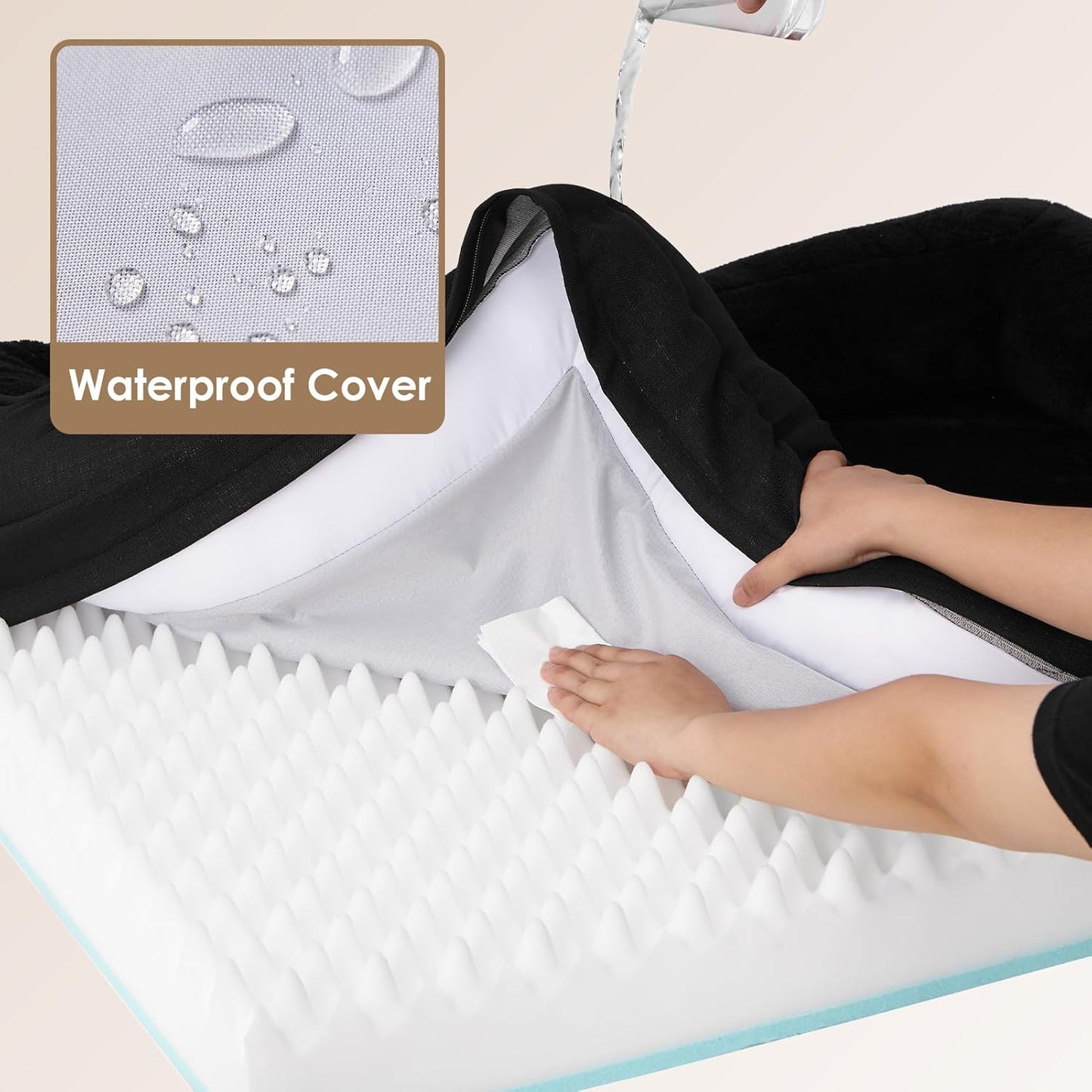 EHEYCIGA Memory Foam Dog Bed for Medium Size, Orthopedic Dog Sofa with Sides and Waterproof Liner, Washable Bolster Pet Couch with Removable Cover, 30x20x6.5 Inch, Black