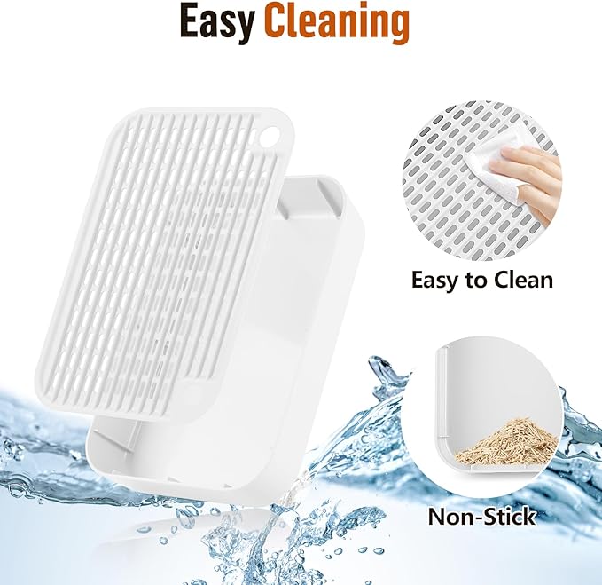 Cat Litter Box Ramp Mat with Filter Function, Cat Step Pedal Stool for Self-Cleaning Litter Box, Easy to Clean, Ideal for Kitten & Elderly Cats (White)