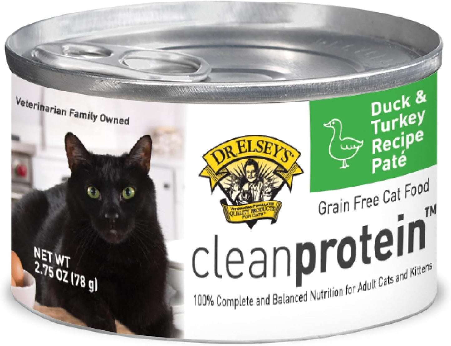Dr. Elsey's cleanprotein Duck & Turkey Recipe Wet Cat Food (Case of 24), 2.75 oz Canned Food
