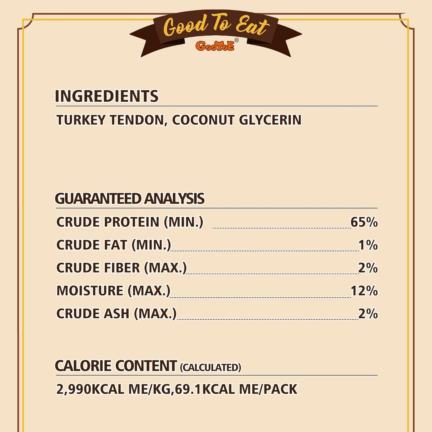 Gootoe Turkey Tendons for Dogs –All-Natural, Hypoallergenic Dog Treats, Rawhide Alternative, Long Lasting Puppy Chews, Healthy Dog Treats for Medium Breeds, Twists (M), 6 Count Pack