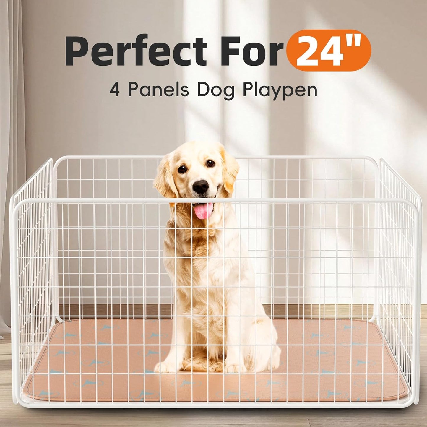 PJYuCien Washable Pee Pads for Dogs 4 Pack, 36" x 36" Reusable Pee Pads for Dogs, Leak-Proof Pet Training Pads, Puppy Pads for Non-Slip, Designed for Dog Pen, Whelping Pad, Potty Training (Orange)