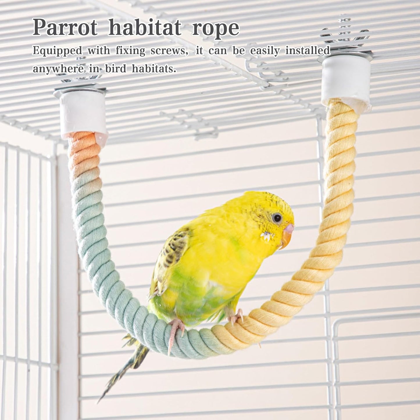 1pcs Gradient Colorful Bird Rope Perch Stand,Bird Cage Climbing Rope Toys Accessories,Bendable Climbing,Parakeet Lovebirds Cockatiels Budgies Play (31.4'')