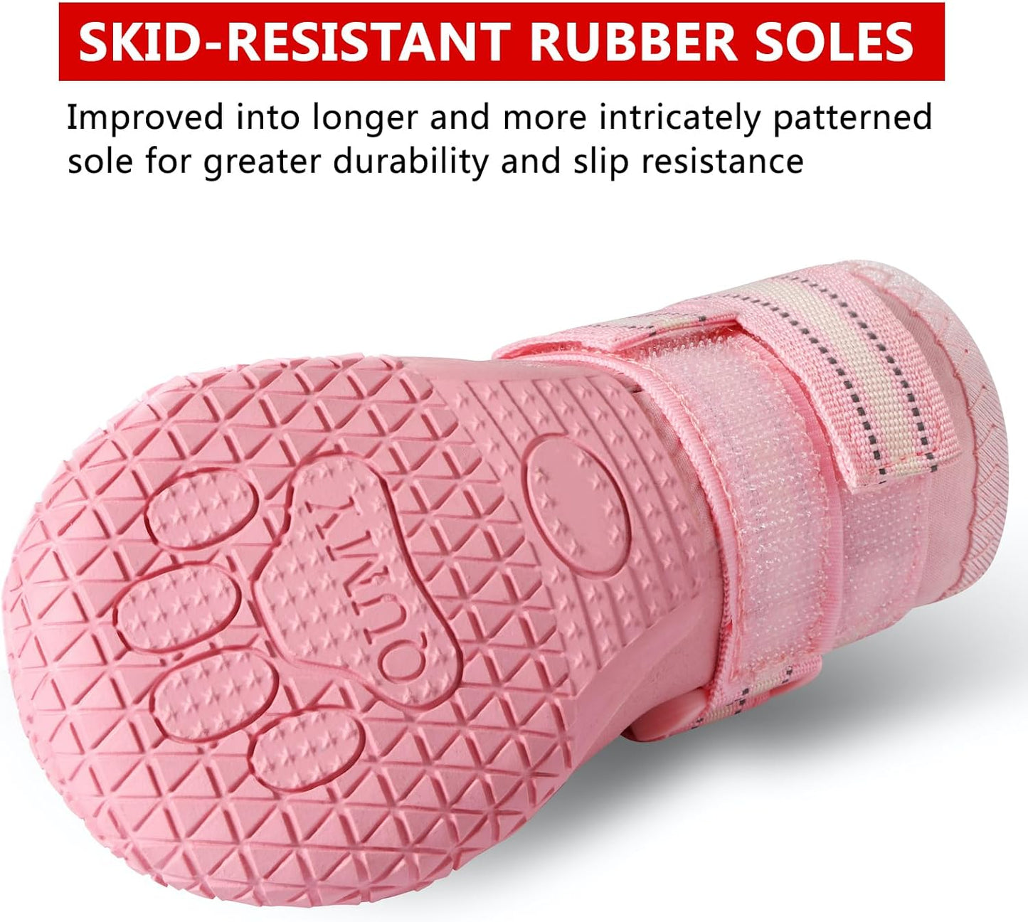 QUMY Dog Shoes for Large Dogs, Medium Dog Boots & Paw Protectors for Winter Snowy Day, Summer Hot Pavement, Water-Resistant in Rainy Weather, Outdoor Walking, Indoor Hardfloors Skid-Resistant Sole