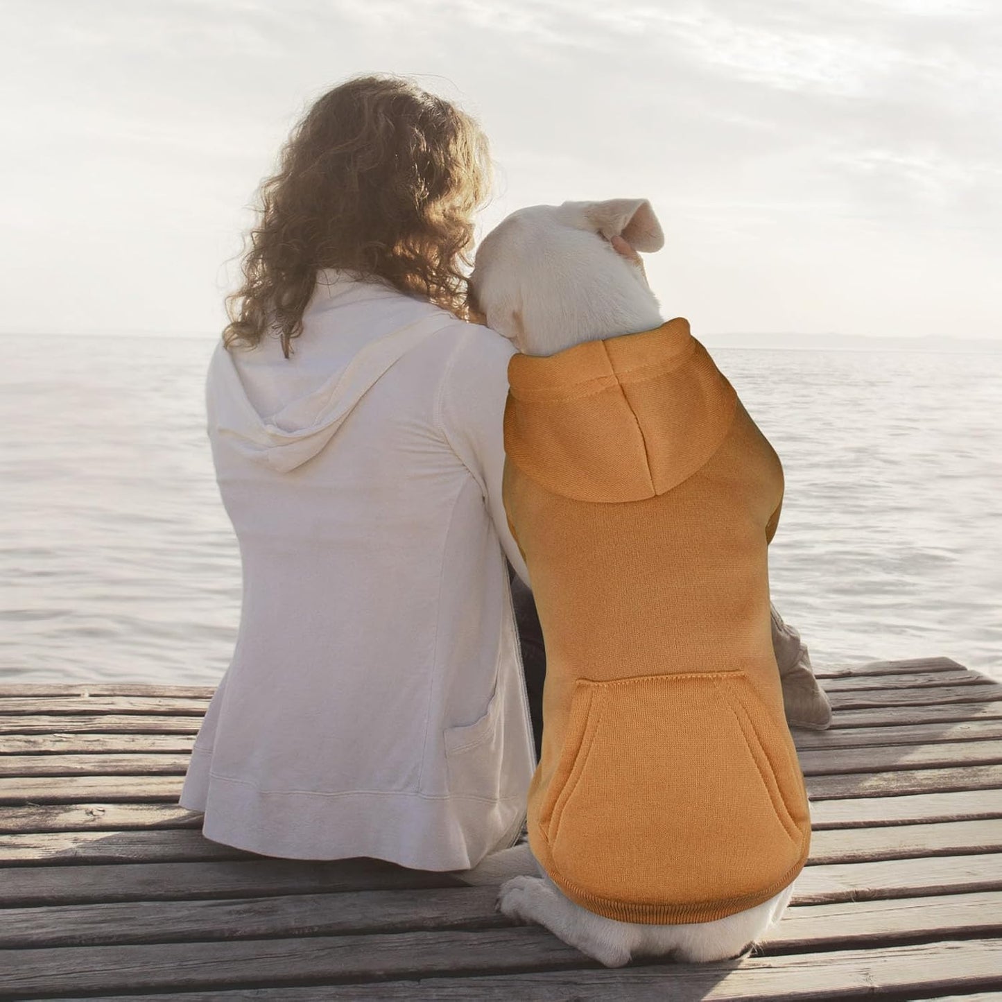 Dog Hoodie Dog Sweaters for Large Dogs Solid Soft Brushed Fleece Clothes Hoodie Sweatshirt with Pocket(Coffee-XXL)