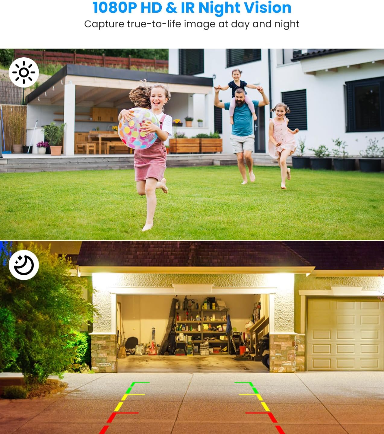 AUTO-VOX Solar Wireless Backup Camera:5" HD 1080P Monitor,3 Mins DIY Installation & 5000 mAh Battery Powered Solar Back Up Camera Systems, IP69K Waterproof Reverse Camera for Car, Van, Truck, Trailer