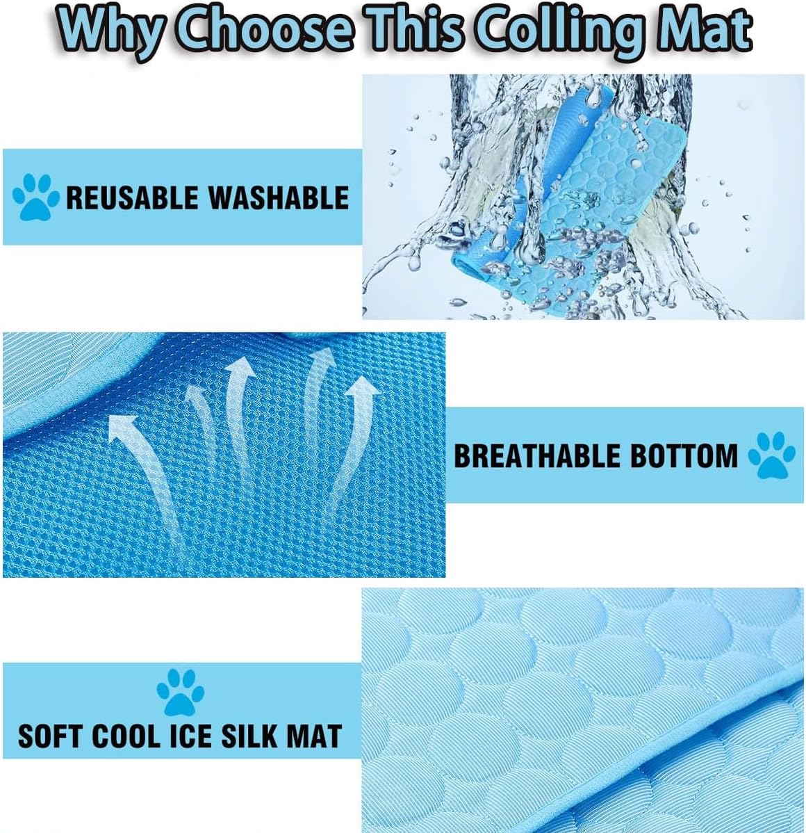 Dog Cooling Mat, 2025 Upgraded Cooling Blanket for Dogs, Washable Cool Mat for Dogs for Summer, Portable Pet Coolings Pad for Dogs & Cats Sleeping (28"x22" L Size)