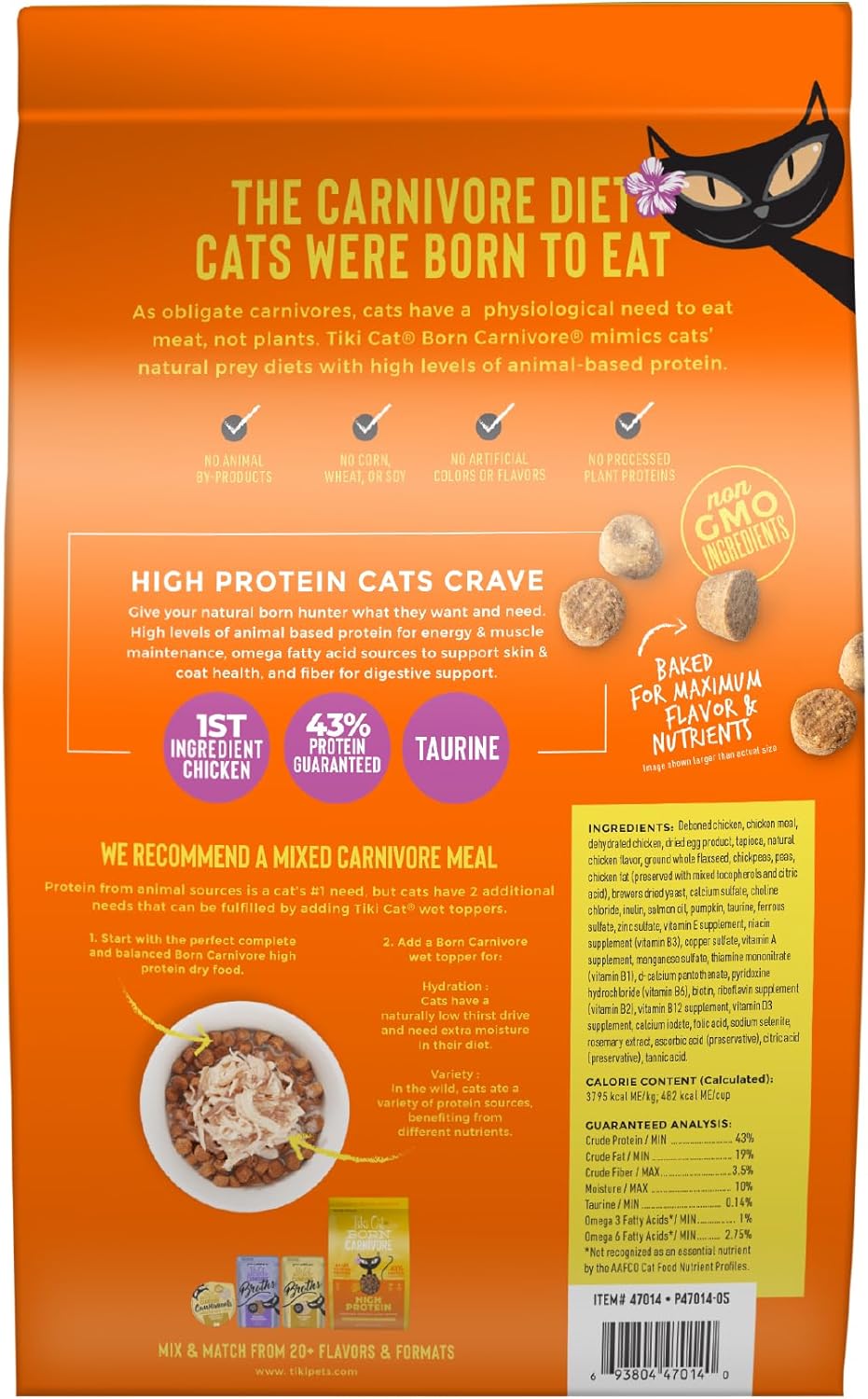 Tiki Cat Born Carnivore High Protein Dry Cat Food, Deboned Chicken & Egg 5.6 lbs. Bag