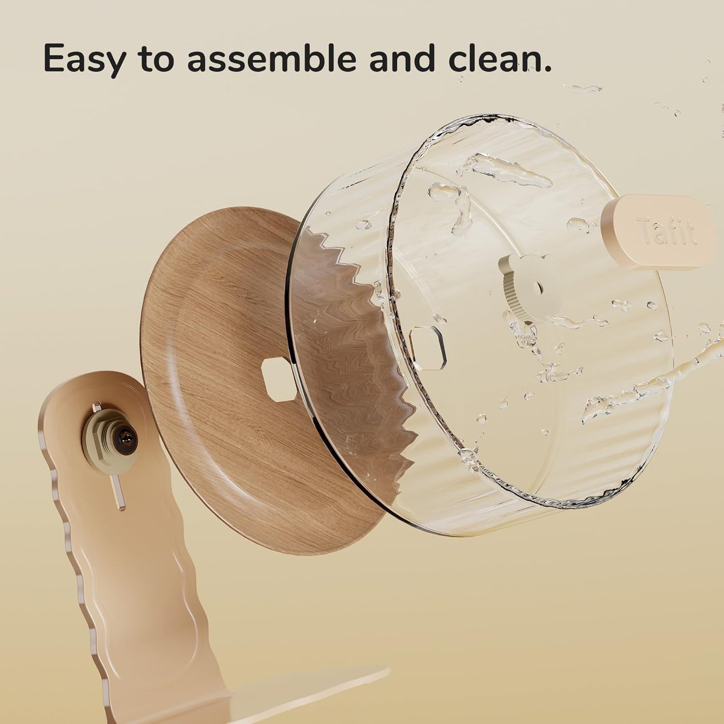 Silent Hamster Wheel 8.7 Inch Dual-Bearings Quiet Running Exercise Wheels with Wood Grain Backboard, Height Adjustable for Dwarf Hamsters, Gerbils, Mice, Hedgehog, Lemmings, Warm Brown