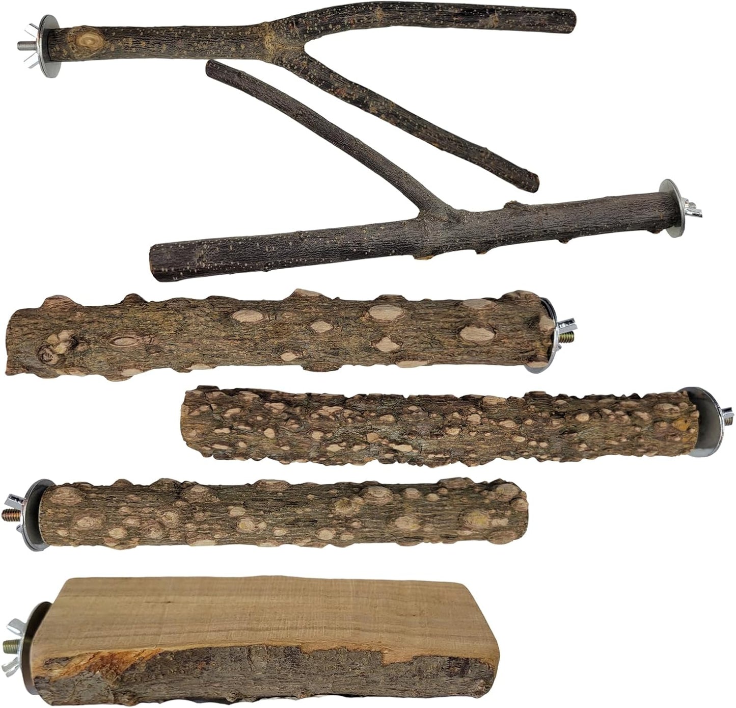 Bird Toys, Natural Parrot Toys for Small Macaws, Budgies, Lovebirds, Finches, Small and Medium Sized Birds Peppercorn Wood Apple Tree Perch Wood Set