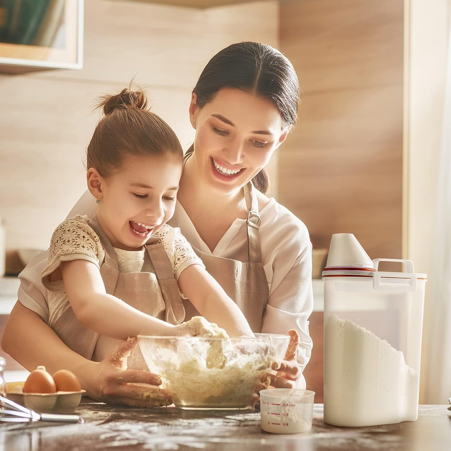 TBMax Rice Storage Container, Airtight Cereal Container Dispenser with Pourable Spout + Measuring Cup, BPA Free Plastic Storage Bin for Pantry Organization and Storage