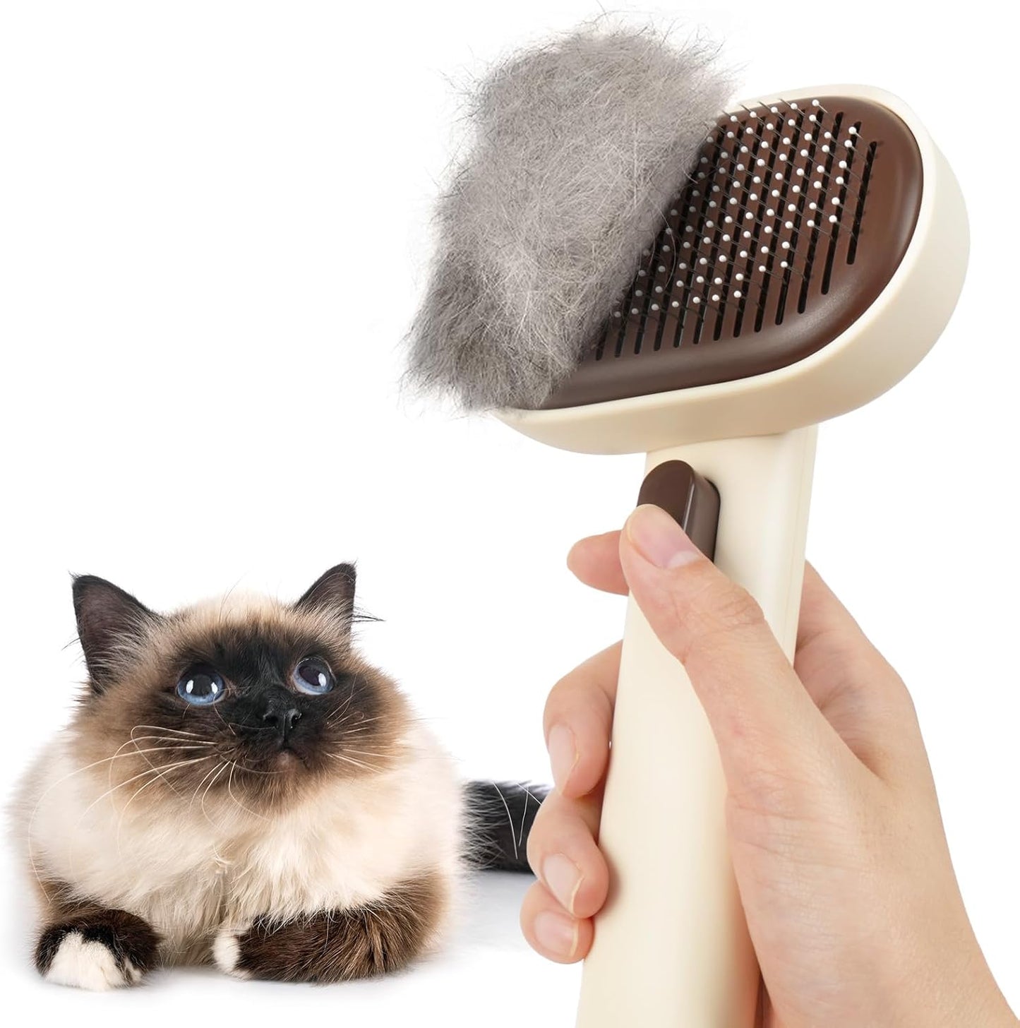Aumuca Cat Brushes for Indoor Cats Dog Hair Brush for Shedding Long or Short Haired Cats Grooming Deshedding Brush for Dog Kitten Horse Massage Removes Loose Fur, Brown