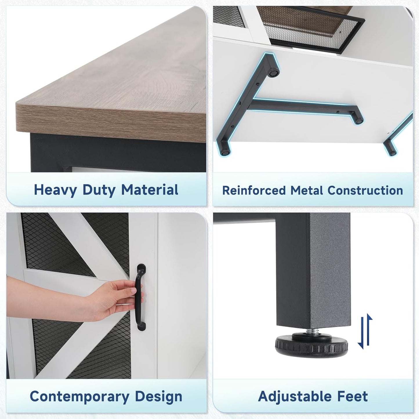 Verano 55-75 Gallon Aquarium Stand with Cabinet, Fish Tank Cabinet with Power Outlets & LED Light, Modern Turtle Tank Stand 52 inch x 19.7-inch Desktop, Heavy Duty Metal Frame,1100LBS Capacity (White)