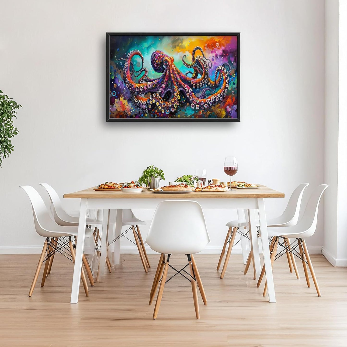 Quorin Octopus Large Wall Art Abstract Colorful Octopus Pictures Sea Ocean Animal Wall Decor Canvas Print Painting Artwork for Bathroom Living Room Bedroom 36L x 24W