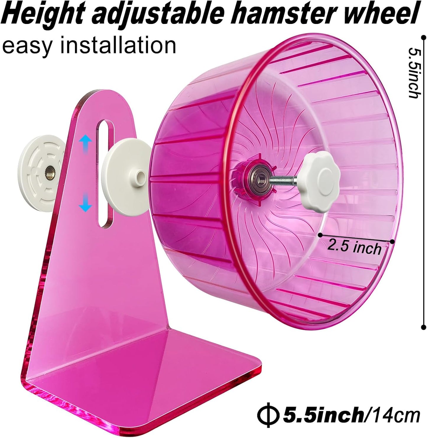 Hamster Wheel,Silent Wheel,Super Silent Hamster Exercise Wheels,Silent Hamster Wheel,Adjustable Stand Hamsters Exercise Wheels,Quiet Rat Wheel (Φ 5.5 inch, Pink)