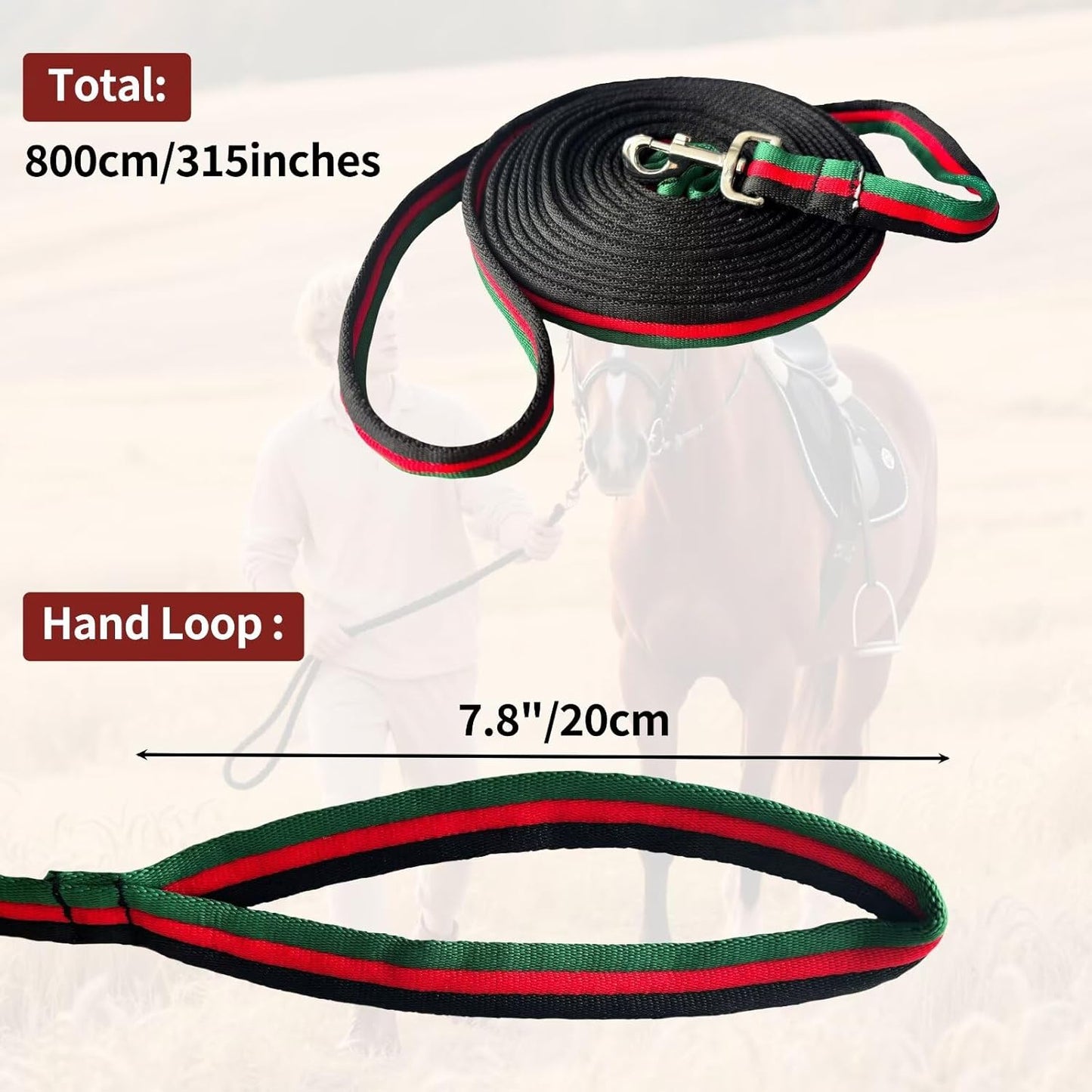 Lunge Line for Horse, Premium Equine Lunge Line with Swivel Bolt Snap for Accurate Equestrian Training, Competition, and Daily Use, 26 ft (8 Meters)