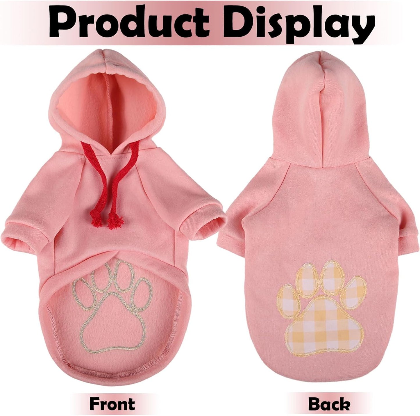 SAWMONG Dog Hoodie,Flannel Pet Hooded Sweater with Hat Puppy Pullover Sweater Shirt,Dog (Pink,L)