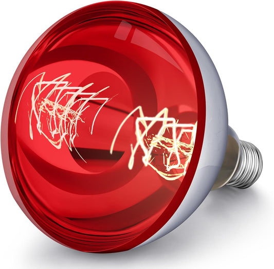 VIHOSE 1 Pack 250 Watt Heat Lamp 120v R40 Heat Lamp Bulbs Glass Incandescent Light Bulbs Incandescent Heating Lightbulbs for Reptiles Chicks Food Puppies Bathroom, Use E26 Base (Red)