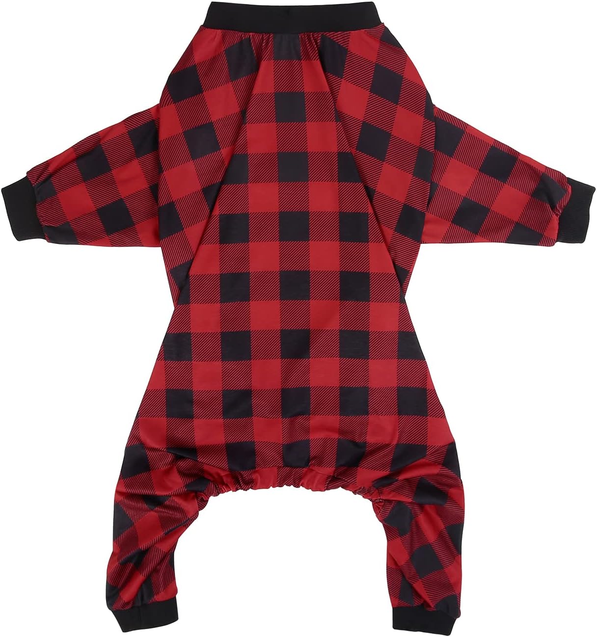 HDE Dog Pajamas One Piece Jammies Jumpsuit Pet Clothes Outfit Stretchy Lightweight Comfy Shirt Pjs for M-3XL Dogs Buffalo Plaid - 3XL