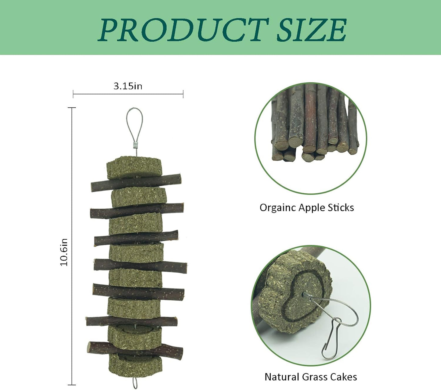 Generic Rabbit Bunny Treat Hamster Chew Toys Grass Cakes Heart Shaped Chew Toys Pets Treats for Bunny Rabbits Hamster Chinchilla Guinea Pigs 2Pcs