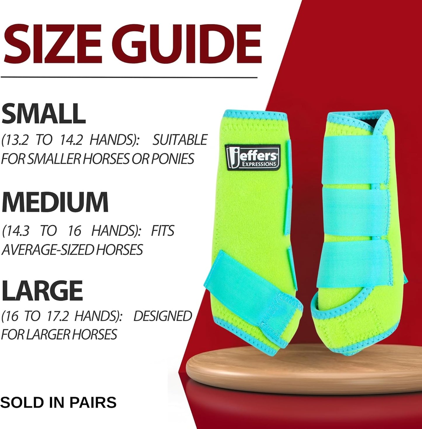 Jeffers Equine Neon Horse Boots – 1 Pair – Lime and Turquoise – Small Size – Breathable Neoprene, Secure Strap Closures – Durable Protection for Front & Hind Legs, Training, Trail & Riding Use