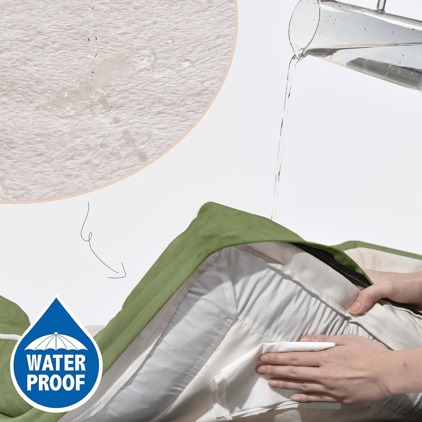 Comfort Expression Large Dog Beds Waterproof Orthopedic Foam Dog Sofa Beds Comfy Pet Bed with Washable Removable Cover & Non-Slip Bottom(Large,Light Green)