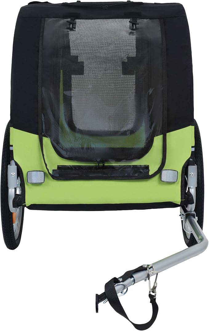 Blue-Grey Large Folding Bike Trailer for Dogs – Heavy-Duty Steel Frame, 66LB Capacity Pet Carrier for All-Terrain Cycling, Jogging & Camping Adventures!