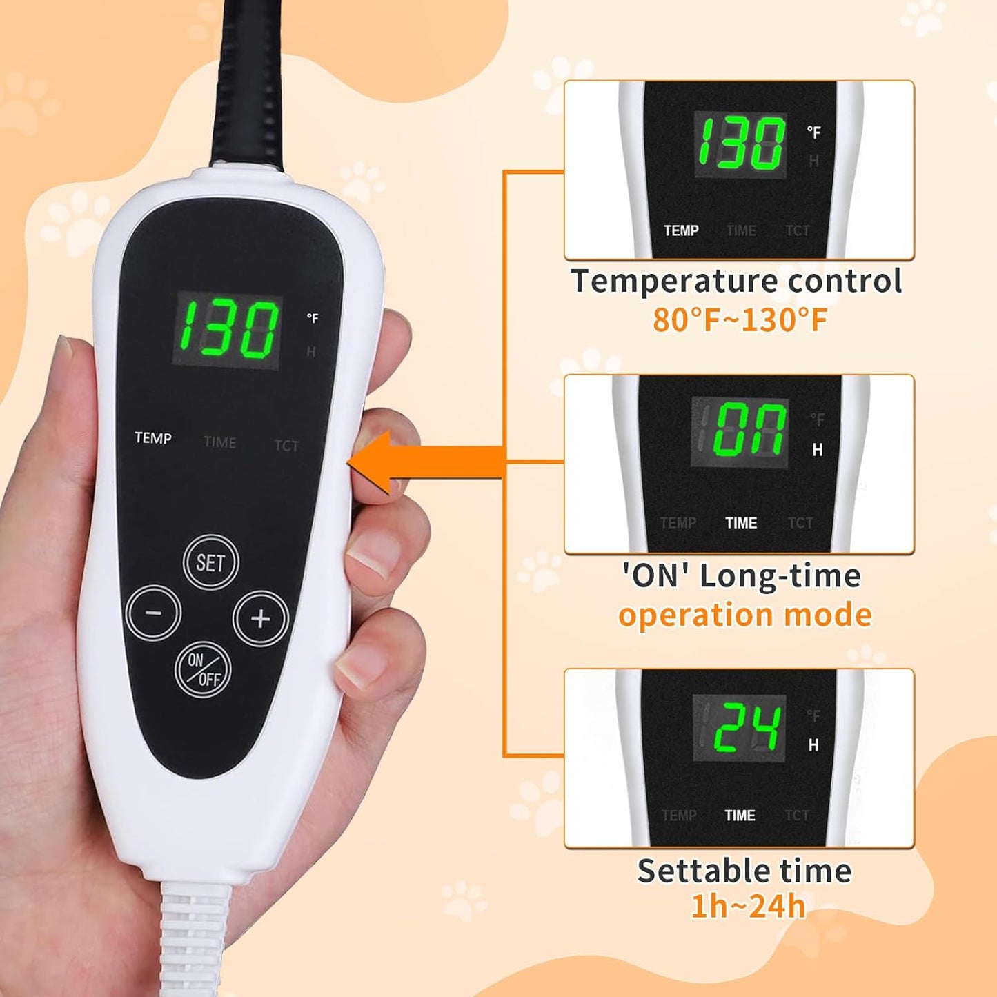 Dog Heating Pad，47×30 in Waterproof PVC Large Heating Pad for Dogs，Smart Thermostat Heated Dog House，Reinforced Interface + Wire Rope Whelping Box for Dogs,Plush Fabric Cover-Apricot