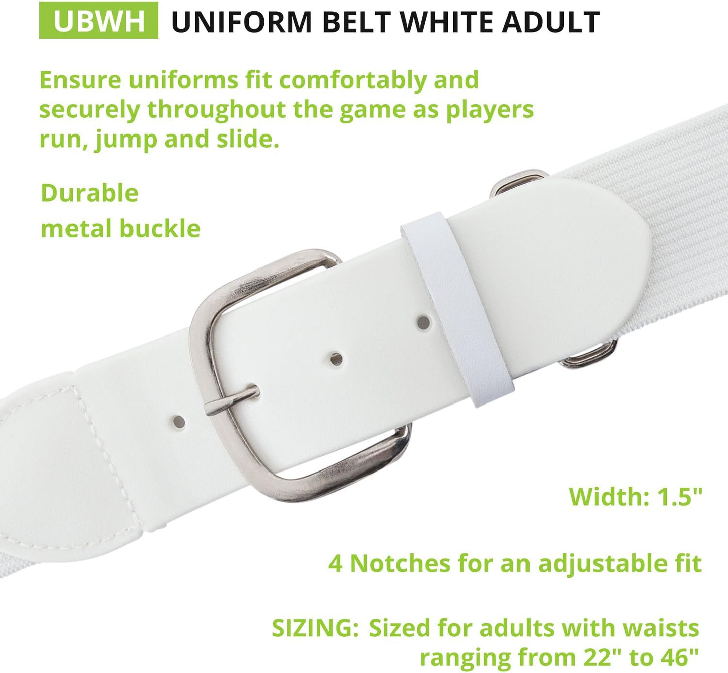 Champion Sports Baseball/Softball Uniform Belt, Comfort Stretch Fit Durable Syntex Tab - Youth & Adult Sizes, Multiple Colors