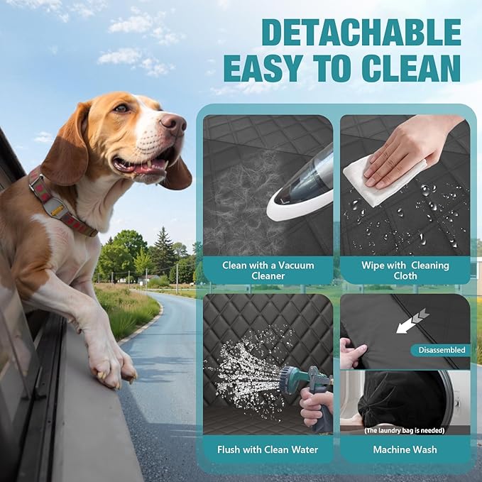 Waterproof Dog Car Seat Cover for Back Seat – Heavy Duty Back Seat Extender for Dogs with Hard Bottom, 7-Layer Protection, Non-Slip & Scratchproof, Easy to Install (Black)