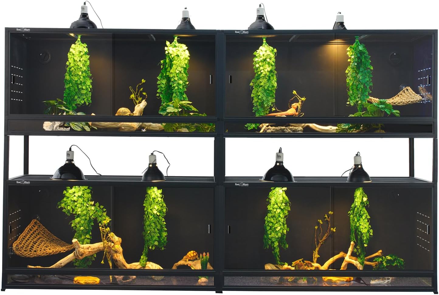 Stackable Space Efficient Reptile Enclosure 44"x20"x20", Reptile Tank 4 Packs for Bearded Dragon and Ball Python, Expandable Snake Terrarium with Front Opening, Combination Lock