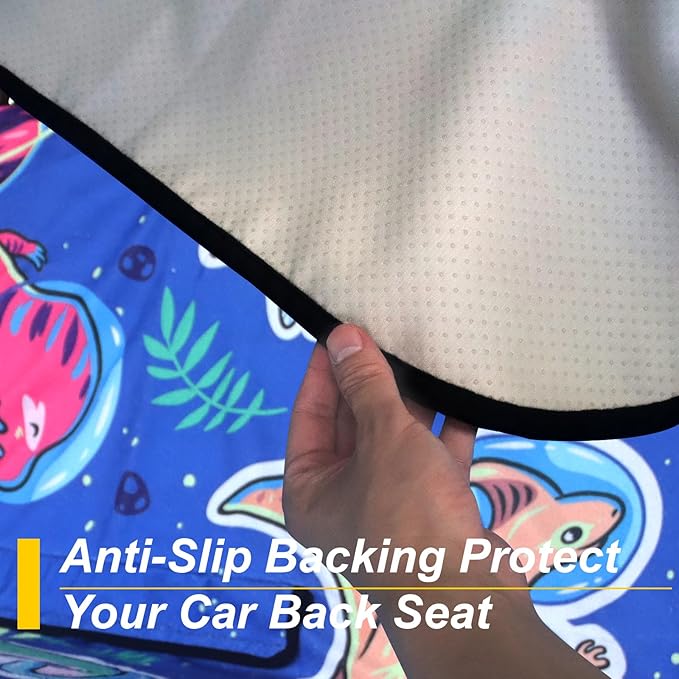 Back Seat Cover for Car Trucks Van SUV,Waterproof Rear Bench Towel Seat Covers for Dogs and Kids,Automotive Backseat Protector (Cartoon Dinosaur)
