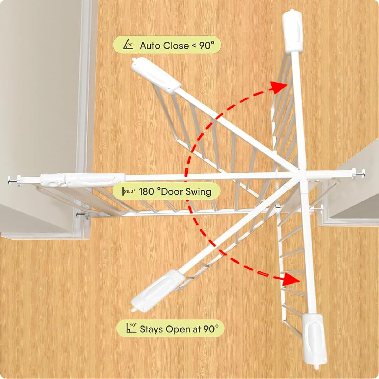Extra Wide Baby Gate 53-57.5 Inch, Tension Mounted No Drilling, Auto Close Indoor Safety Gate for Stairs & Doorways - Metal Design for Kids and Pets, White