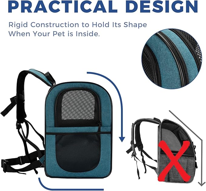 Apollo Walker Dog & Cat Carrier Backpack for 4-15lb Pets - Ventilated Safe Design with Padded Back Support, Breathable Mesh Pet Backpack for Hiking, Travel, Outdoor (Teal)