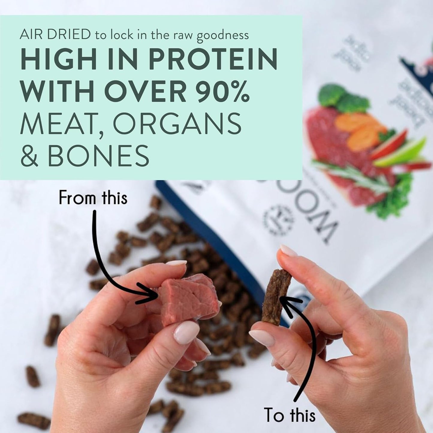 WOOF Air Dried Dog Bites - Chicken Recipe Dog Food High Protein Toppers for Dry Dog Food, Healthy Dog Food,26.5oz