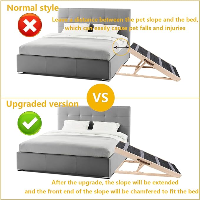 Upgrade 2-in-1 Pet Ramp Dog Stair,Folding Pet Stairs,Portable Dog Ramp for Small&Large Old Animals with Non-Slip Surface,Dog Ramp for Bed,Couch and Car,11.8" to 23.6" Height Adjustable(40×17.7)