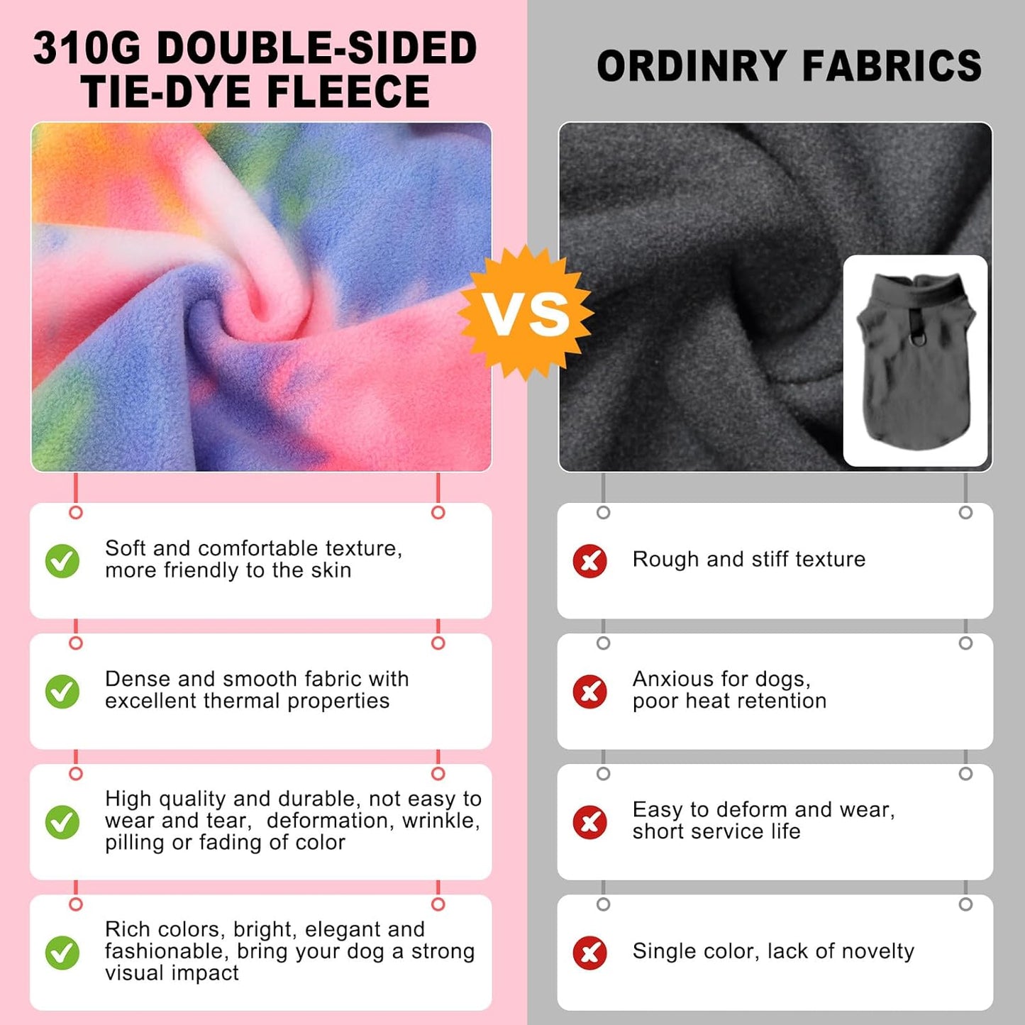 BEAUTYZOO Tie Dye Dog Hoodie Sweaters for Small Medium Size Dogs Girls Boys- Premium Quality, Ultra Soft, Superior Comfort Fit,Breathable Fleece Hooded Sweatshirt- Cold Weather Pet Clothes Winter Coat