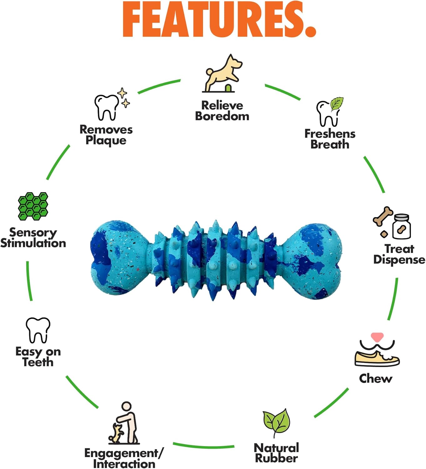 Max Fusion with Nike Grind, Arlee Spike Bone Dog Toy, Chew Toy for Play, Fetch, Tug, L