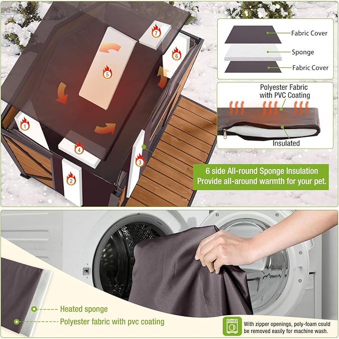 GUTINNEEN Dog House Outdoor & Indoor Insulated Dog Kennel with Liner for Winter Waterproof Dog Crate for Small & Medium & Large Dogs,Unique All-Around Iron Frame