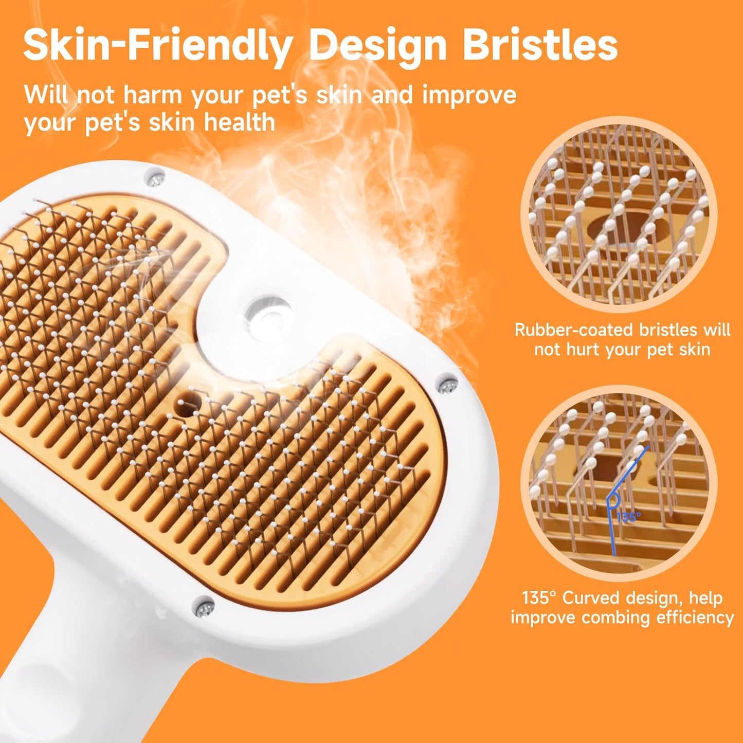Cat Steam Brush, Pet Steam Brush for Cat & Dog, Mist Spray Comb, Spritz Defur Tool, Water Grooming Kit, Dog Hair Removal Steam Cleaner with Release Button-Contains 2*shampoo